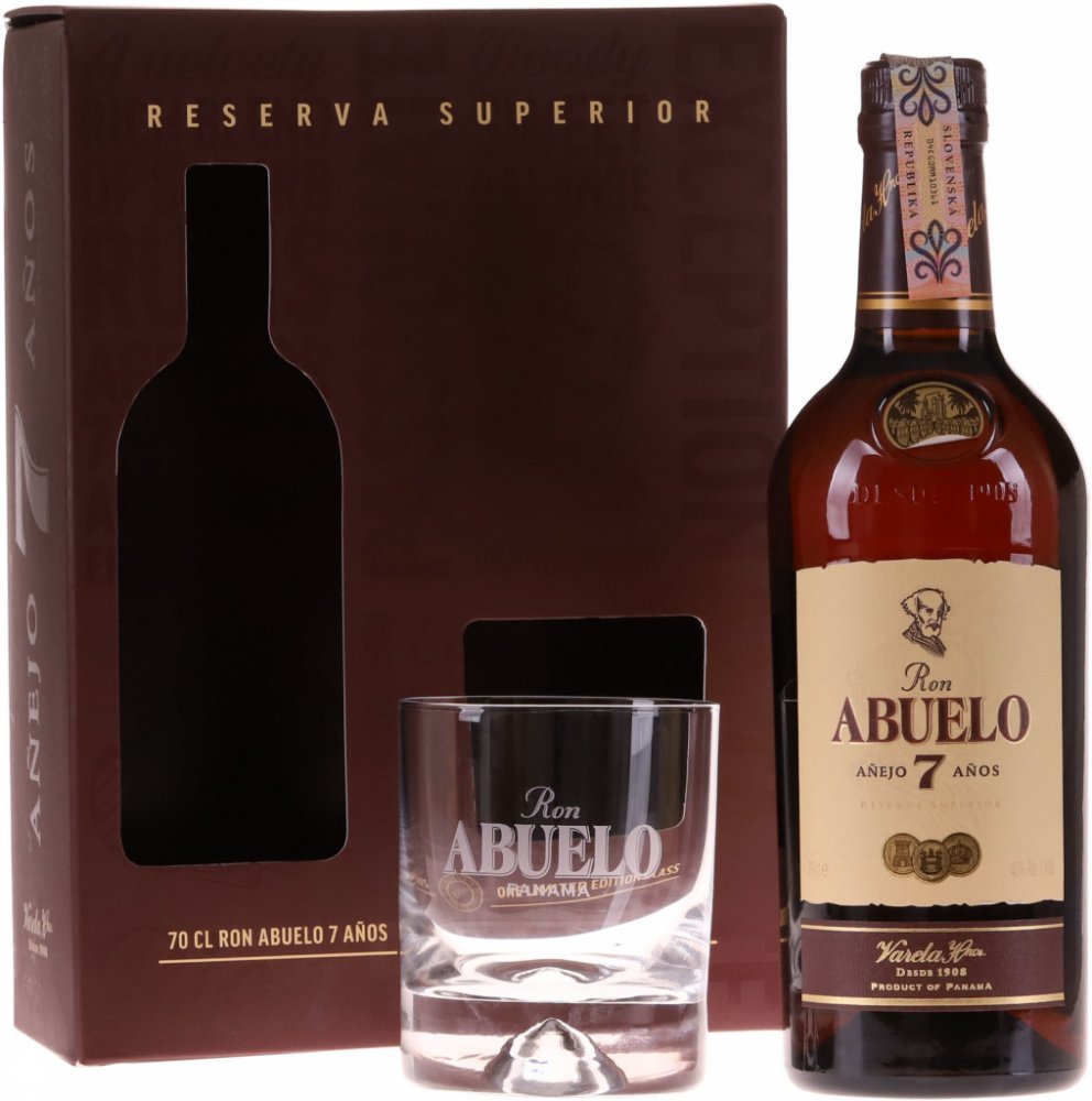 Ron Abuelo 7y 0,7l 40% + 2x sklo